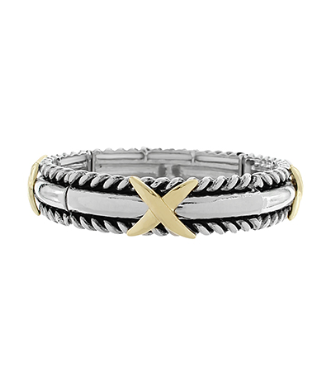 Two-Tone X Accent Bracelet-230 Jewelry-GS JEWELRY-Coastal Bloom Boutique, find the trendiest versions of the popular styles and looks Located in Indialantic, FL