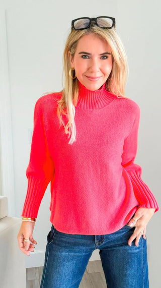 Break Free Long Sleeve Italian Sweater - Coral