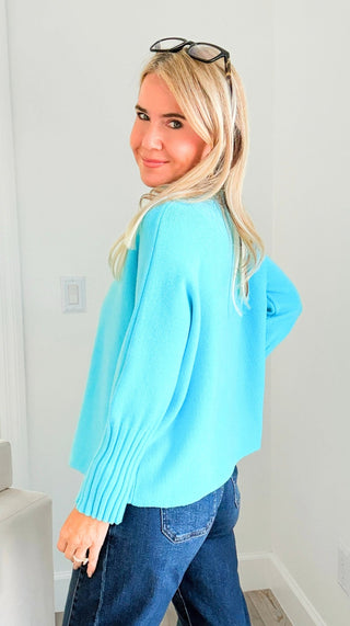 Break Free Long Sleeve Italian Sweater - French Blue