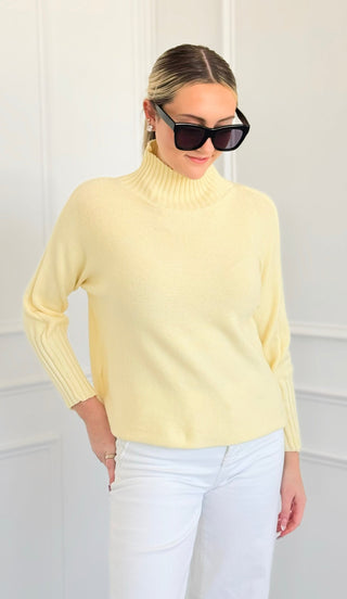 Break Free Long Sleeve Italian Sweater Top - Butter Yellow