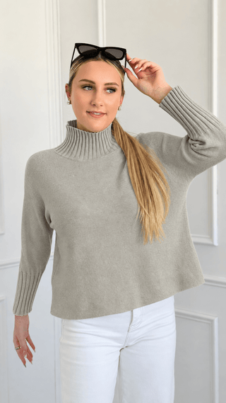 Break Free Long Sleeve Italian Sweater Top - Sand Beige