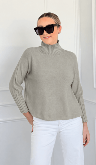 Break Free Long Sleeve Italian Sweater Top - Sand Beige