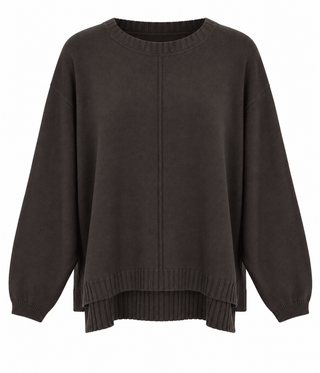 Break Free Seam Detail Italian Sweater - Brown