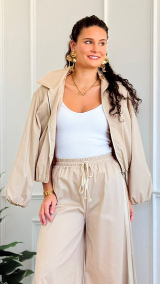 Breezy Coast Italian Zip Jacket - Beige