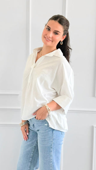 Breezy Escape Popover Top-110 Short Sleeve Tops-GIGIO-Coastal Bloom Boutique, find the trendiest versions of the popular styles and looks Located in Indialantic, FL