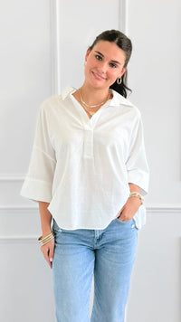 Breezy Escape Popover Top-110 Short Sleeve Tops-GIGIO-Coastal Bloom Boutique, find the trendiest versions of the popular styles and looks Located in Indialantic, FL