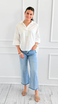 Breezy Escape Popover Top-110 Short Sleeve Tops-GIGIO-Coastal Bloom Boutique, find the trendiest versions of the popular styles and looks Located in Indialantic, FL