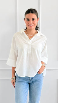 Breezy Escape Popover Top-110 Short Sleeve Tops-GIGIO-Coastal Bloom Boutique, find the trendiest versions of the popular styles and looks Located in Indialantic, FL
