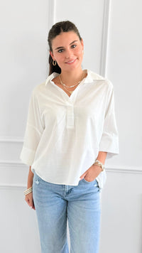 Breezy Escape Popover Top-110 Short Sleeve Tops-GIGIO-Coastal Bloom Boutique, find the trendiest versions of the popular styles and looks Located in Indialantic, FL