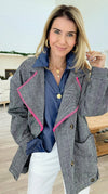 Bright Herringbone Star Italian Jacket-160 Jackets-AZUL MONACO-Coastal Bloom Boutique, find the trendiest versions of the popular styles and looks Located in Indialantic, FL