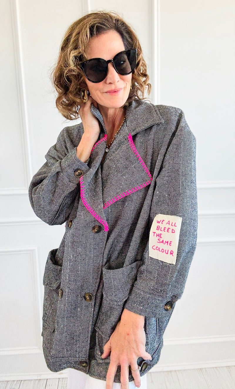 Bright Herringbone Star Italian Jacket-160 Jackets-AZUL MONACO-Coastal Bloom Boutique, find the trendiest versions of the popular styles and looks Located in Indialantic, FL