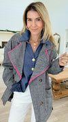 Bright Herringbone Star Italian Jacket-160 Jackets-AZUL MONACO-Coastal Bloom Boutique, find the trendiest versions of the popular styles and looks Located in Indialantic, FL