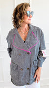 Bright Herringbone Star Italian Jacket-160 Jackets-AZUL MONACO-Coastal Bloom Boutique, find the trendiest versions of the popular styles and looks Located in Indialantic, FL