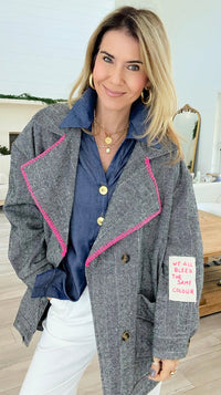 Bright Herringbone Star Italian Jacket-160 Jackets-AZUL MONACO-Coastal Bloom Boutique, find the trendiest versions of the popular styles and looks Located in Indialantic, FL