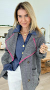 Bright Herringbone Star Italian Jacket-160 Jackets-AZUL MONACO-Coastal Bloom Boutique, find the trendiest versions of the popular styles and looks Located in Indialantic, FL
