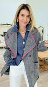Bright Herringbone Star Italian Jacket-160 Jackets-AZUL MONACO-Coastal Bloom Boutique, find the trendiest versions of the popular styles and looks Located in Indialantic, FL