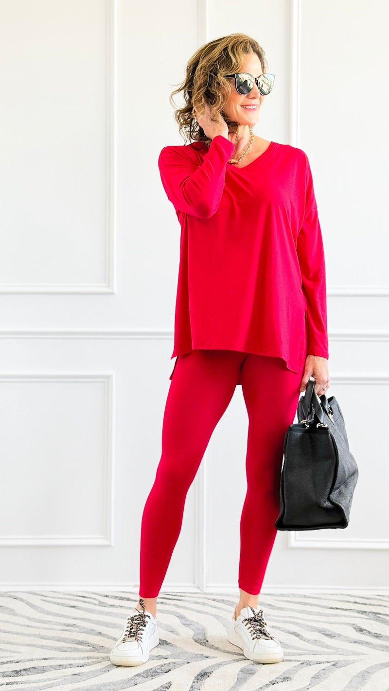 Brushed Microfiber Loungewear Set - Ruby-210 Loungewear/Sets-Zenana-Coastal Bloom Boutique, find the trendiest versions of the popular styles and looks Located in Indialantic, FL