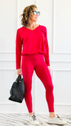 Brushed Microfiber Loungewear Set - Ruby-210 Loungewear/Sets-Zenana-Coastal Bloom Boutique, find the trendiest versions of the popular styles and looks Located in Indialantic, FL