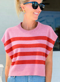 Bubblegum Sunset Stripe Knit Top