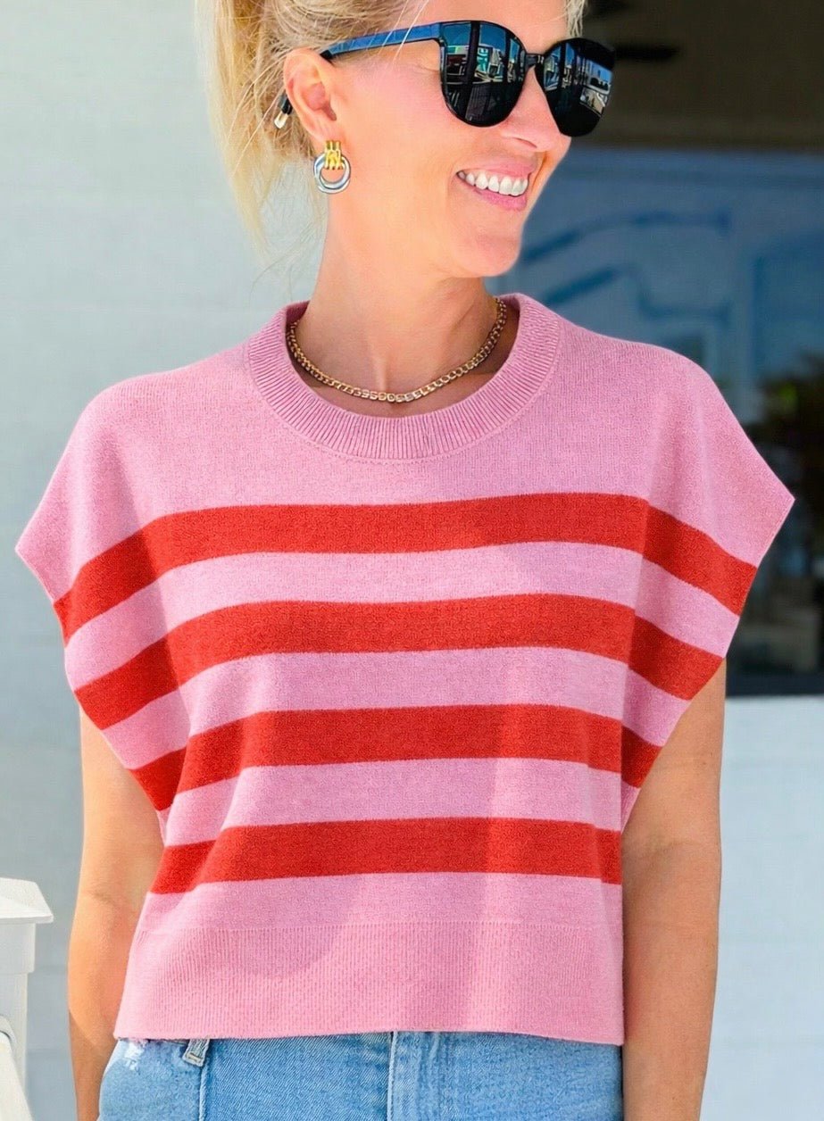Bubblegum Sunset Stripe Knit Top