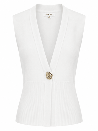 Buckle Front Vest - White