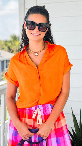Button Front Top - Orange