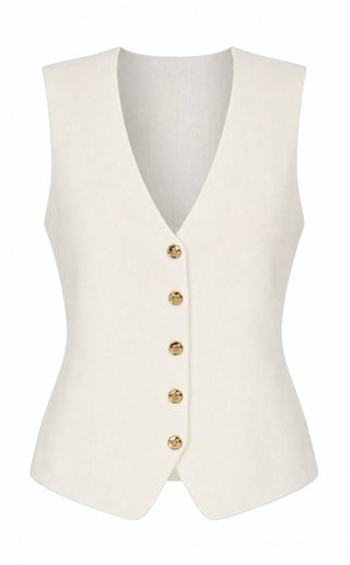 Button Front Vest - Ivory