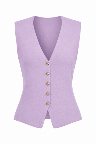 Button Front Vest - Lavender