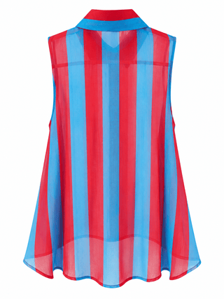 Cabana Stripe Sleeveless Italian Top- Red/Blue