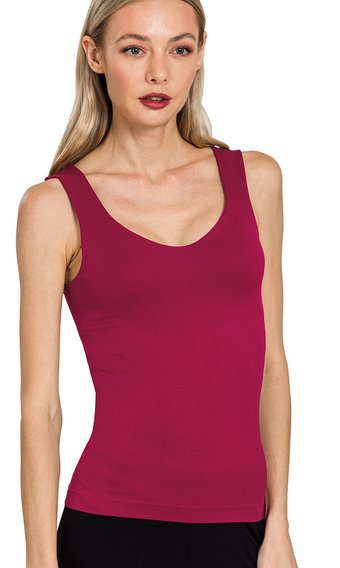 Smooth & Seamless Tank Top- Cabernet-100 Sleeveless Tops-Zenana-Coastal Bloom Boutique, find the trendiest versions of the popular styles and looks Located in Indialantic, FL
