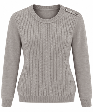 Cable Knit Crew Neck Sweater - Camel