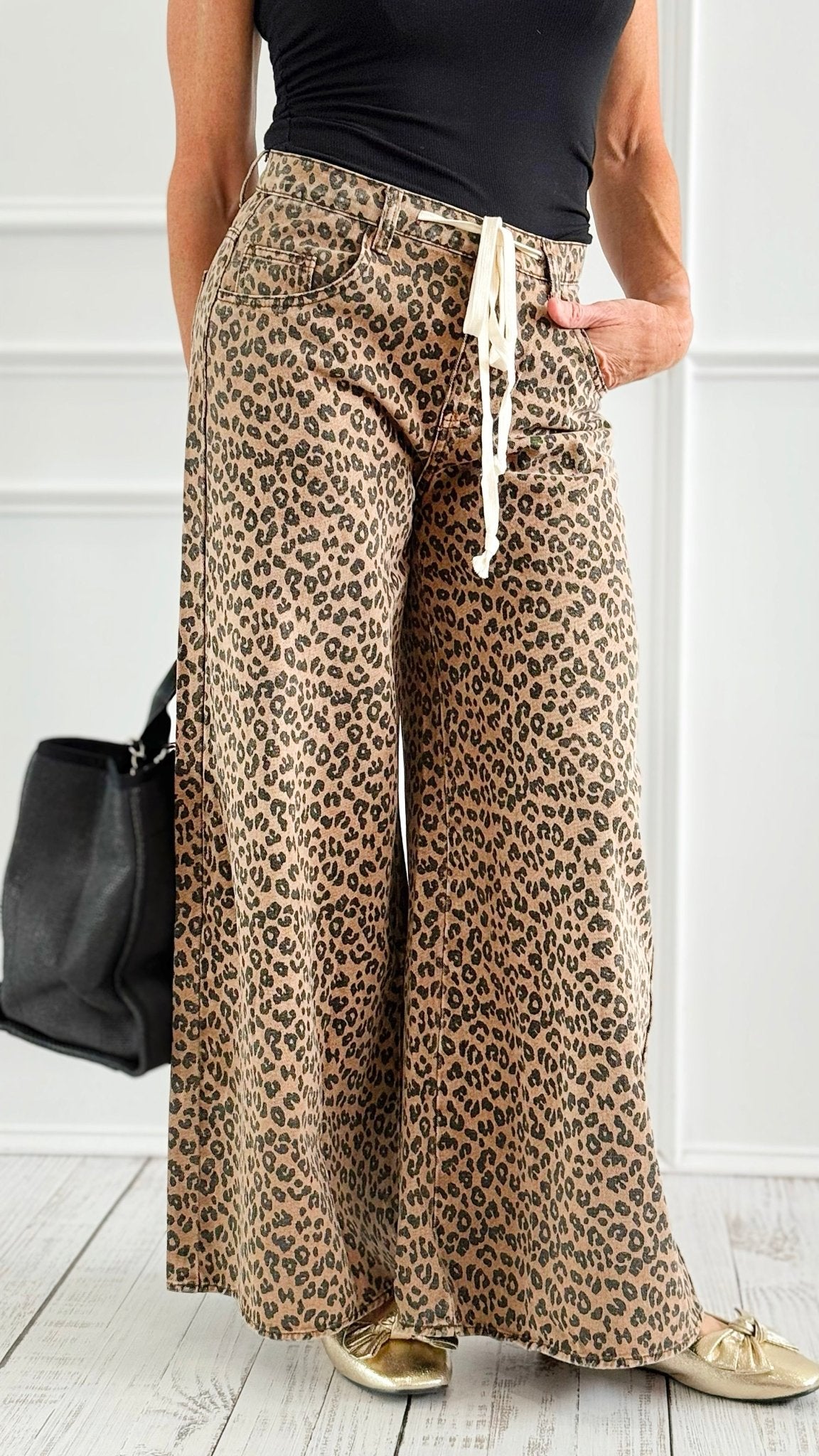 Cafe' Sauvage Leopard Printed Wide Leg Pant-100 Pants-NoaBoa-Coastal Bloom Boutique, find the trendiest versions of the popular styles and looks Located in Indialantic, FL