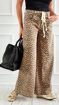 Cafe' Sauvage Leopard Printed Wide Leg Pant-100 Pants-NoaBoa-Coastal Bloom Boutique, find the trendiest versions of the popular styles and looks Located in Indialantic, FL