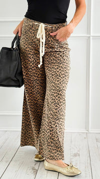 Cafe' Sauvage Leopard Printed Wide Leg Pant-100 Pants-NoaBoa-Coastal Bloom Boutique, find the trendiest versions of the popular styles and looks Located in Indialantic, FL