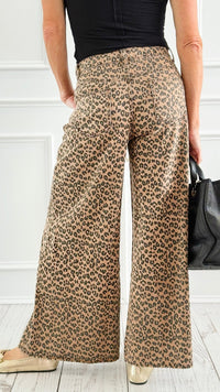Cafe' Sauvage Leopard Printed Wide Leg Pant-100 Pants-NoaBoa-Coastal Bloom Boutique, find the trendiest versions of the popular styles and looks Located in Indialantic, FL