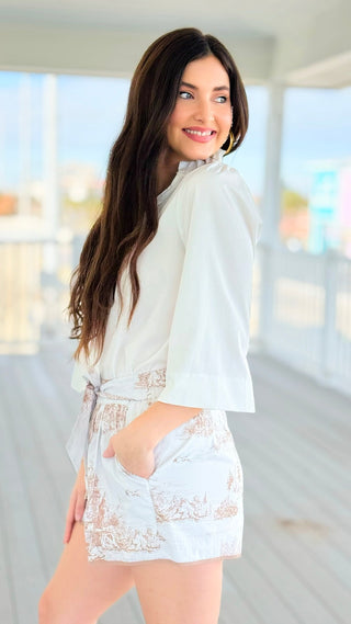 Café Stroll Tie Waist Shorts - Latte