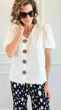 Camellia Crush Puff Blouse - JOH-110 Short Sleeve Tops-Joh Apparel-Coastal Bloom Boutique, find the trendiest versions of the popular styles and looks Located in Indialantic, FL