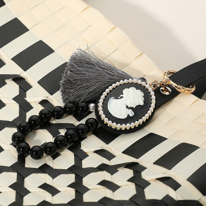 Cameo Tassel Shamballa Ball Beaded Bag Charm-260 Other Accessories-NYW-Coastal Bloom Boutique, find the trendiest versions of the popular styles and looks Located in Indialantic, FL