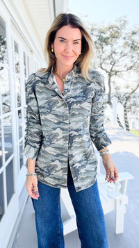 Camo Cinched Printed Jacket-160 Jackets-NoaBoa-Coastal Bloom Boutique, find the trendiest versions of the popular styles and looks Located in Indialantic, FL