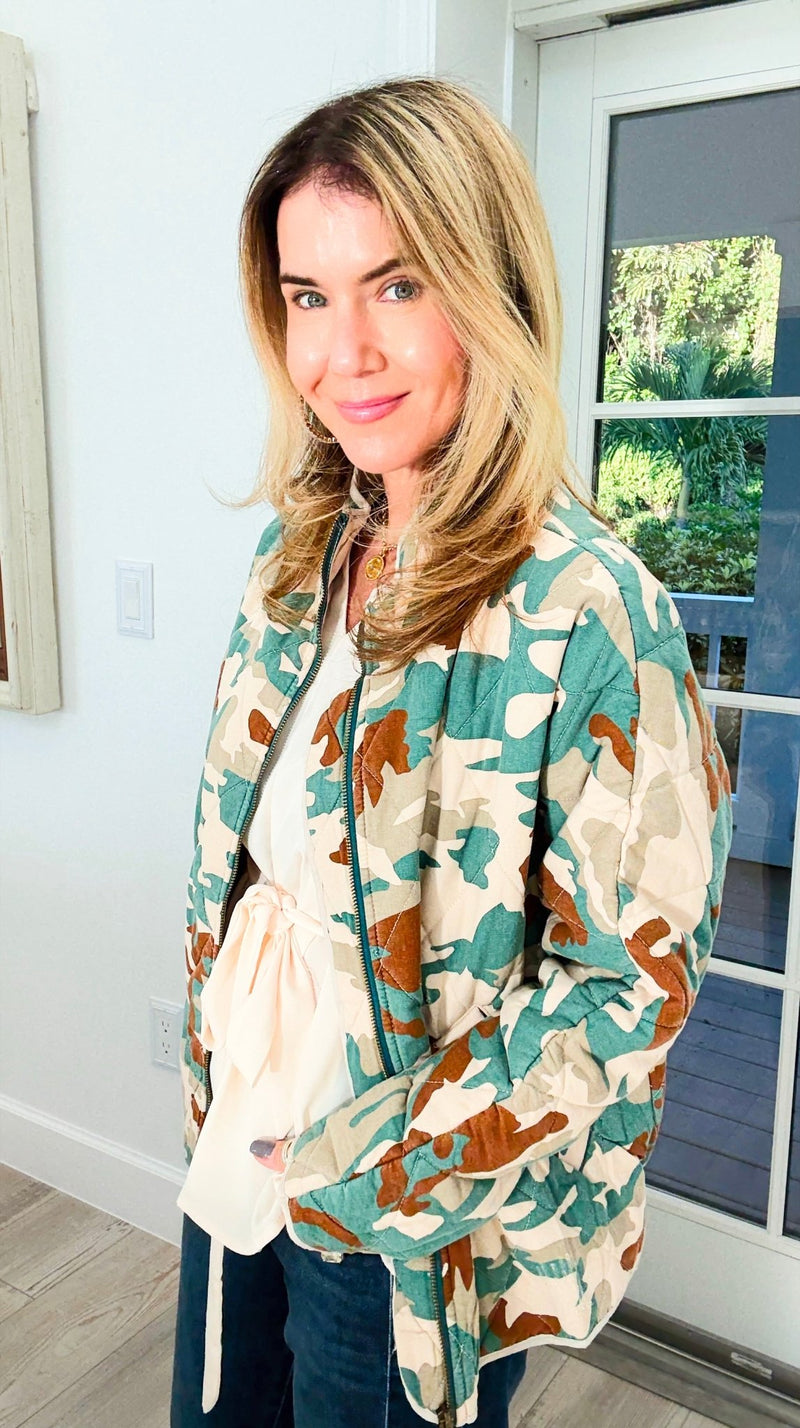 Camo Luxe Quilted Jacket-160 Jackets-oddi-Coastal Bloom Boutique, find the trendiest versions of the popular styles and looks Located in Indialantic, FL