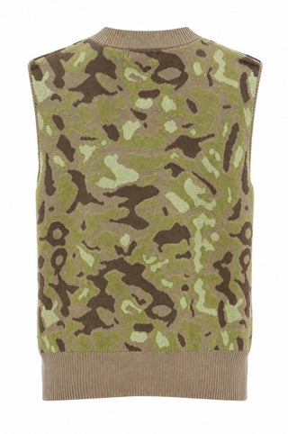 Camo Print Button Front Sweater Vest