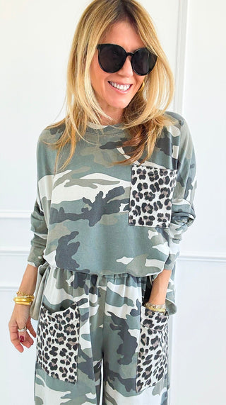 Camo & Wild Italian Long Sleeve Top-110 Long Sleeve Tops-AZUL MONACO-Coastal Bloom Boutique, find the trendiest versions of the popular styles and looks Located in Indialantic, FL