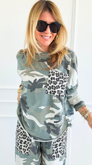 Camo & Wild Italian Long Sleeve Top-110 Long Sleeve Tops-AZUL MONACO-Coastal Bloom Boutique, find the trendiest versions of the popular styles and looks Located in Indialantic, FL