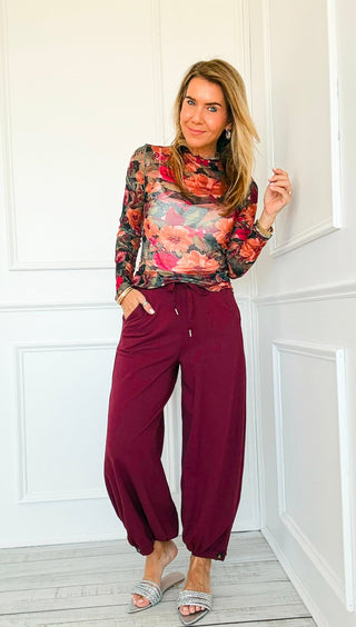 Cancelled Plans Italian Jogger Pant - Burgundy