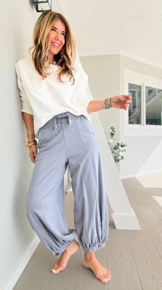 Cancelled Plans Italian Jogger Pant- Dusty Blue