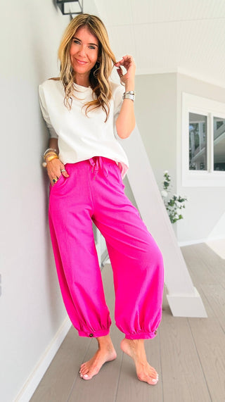Cancelled Plans Italian Jogger Pant- Fuchsia