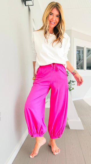 Cancelled Plans Italian Jogger Pant- Fuchsia