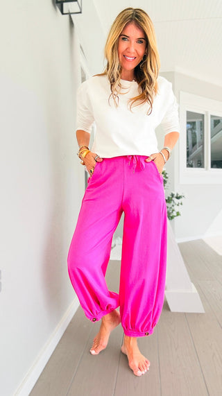 Cancelled Plans Italian Jogger Pant- Fuchsia