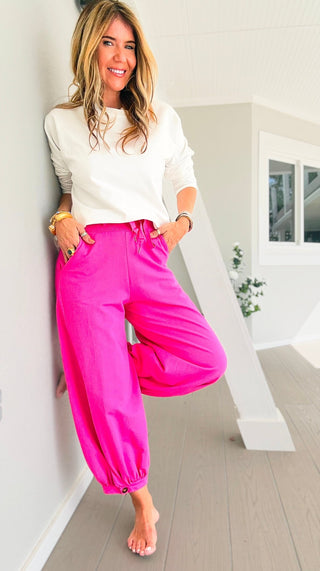 Cancelled Plans Italian Jogger Pant- Fuchsia