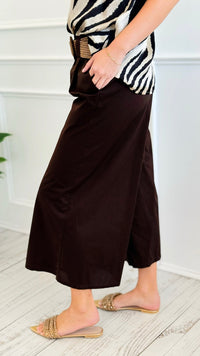 Capri Belted Italian Pant- Chocolate